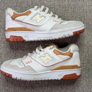 New Balance 550 Sneakers Womens US 7 White Orange Sea‎ Salt BBW550WA Shoes